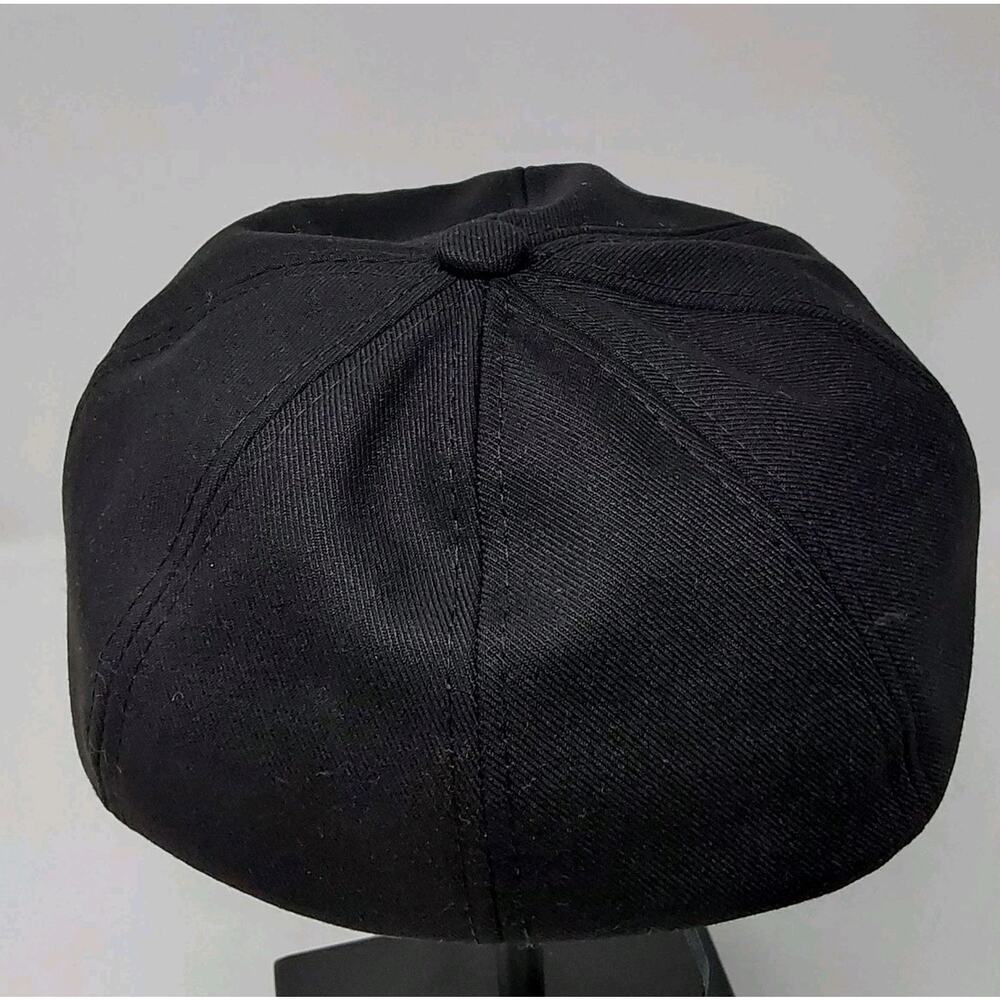 Black Baker Boy Newsboy Cap Faux Leather Brim Women's One Size Hat - Picture 5 of 6